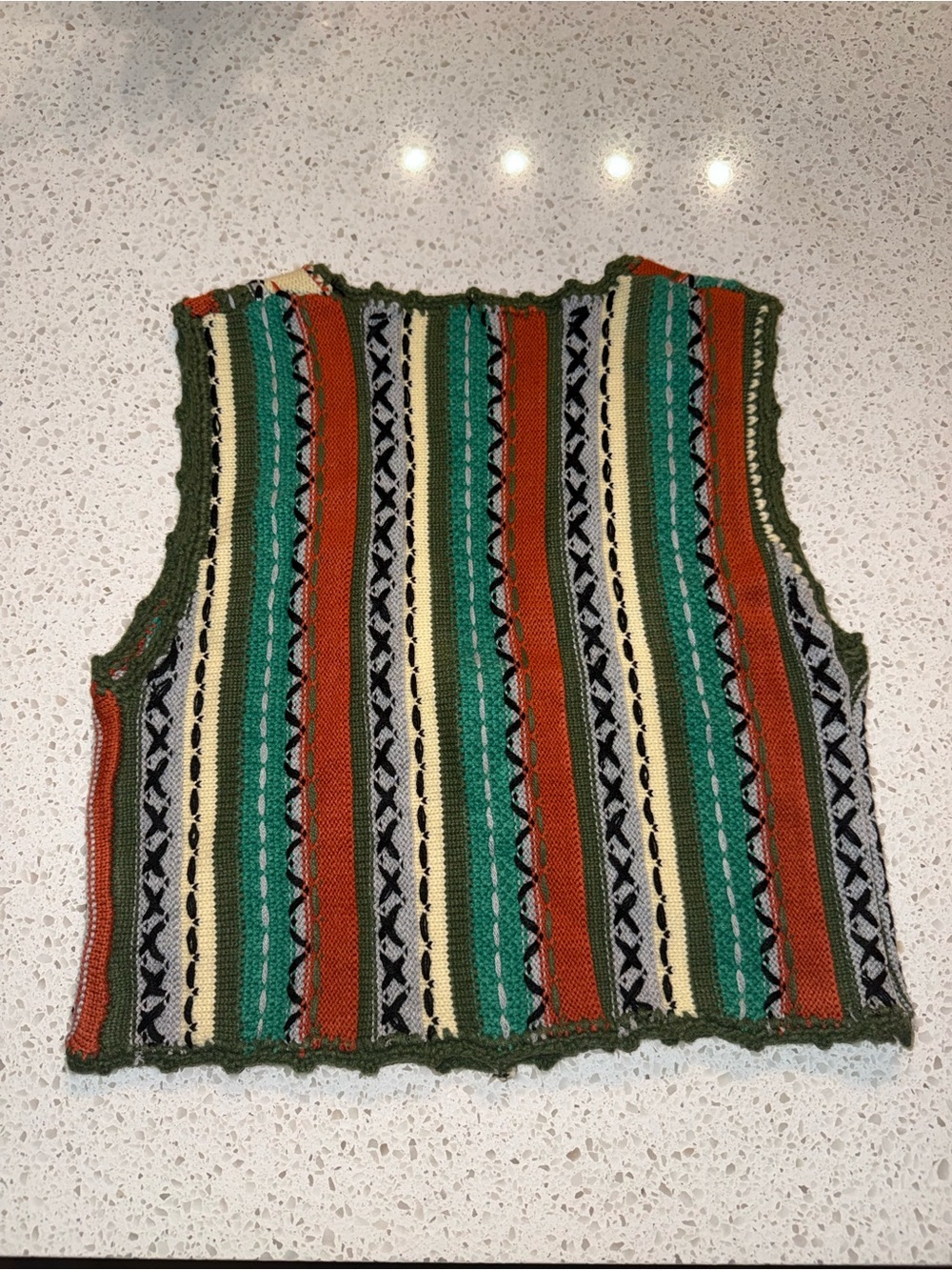 Cider - Striped Knit Button-Front Crop Top - Green Multi - Picture 2 of 8
